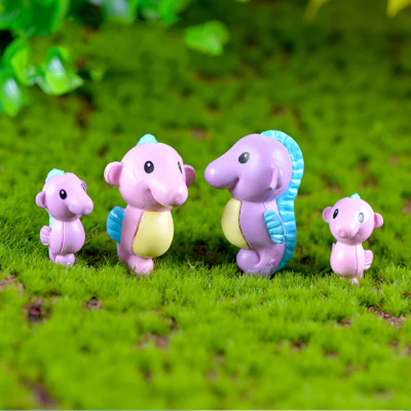 

ZOCDOU 4 Pieces Big Nose Hippocampi Sea Horse Hippocampus Small Statue Mini Figurine Crafts Ornament Miniatures DIY Toy Decor