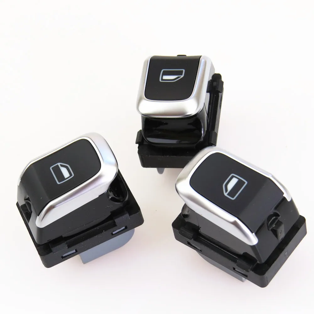 

FHAWKEYEQ 3 Pcs Chrome Car Window Galss Electric Control Switch Adjustment Button For A6 S6 A8 S8 RSQ3 RS6 RS7 A7 Q3 8KD959855A