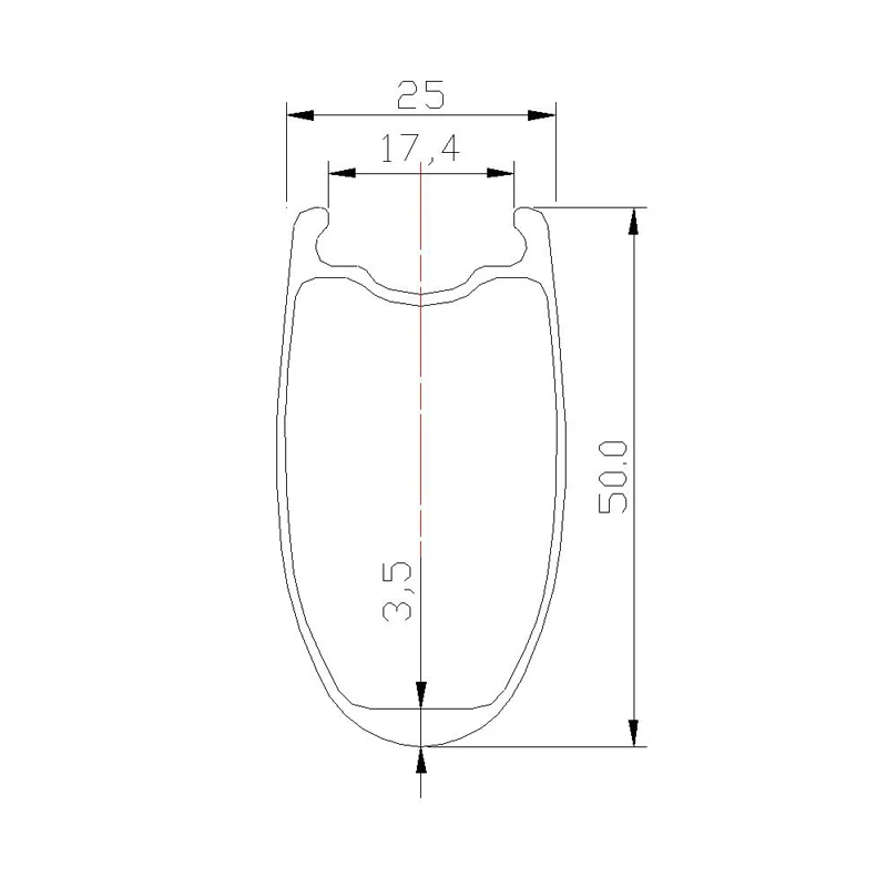 Cyclocross 700c 50mm x 25mm tubeless U shape road bicycle disc brake carbon rim 18 holes 20H 24 holes 28 holes road disc bike