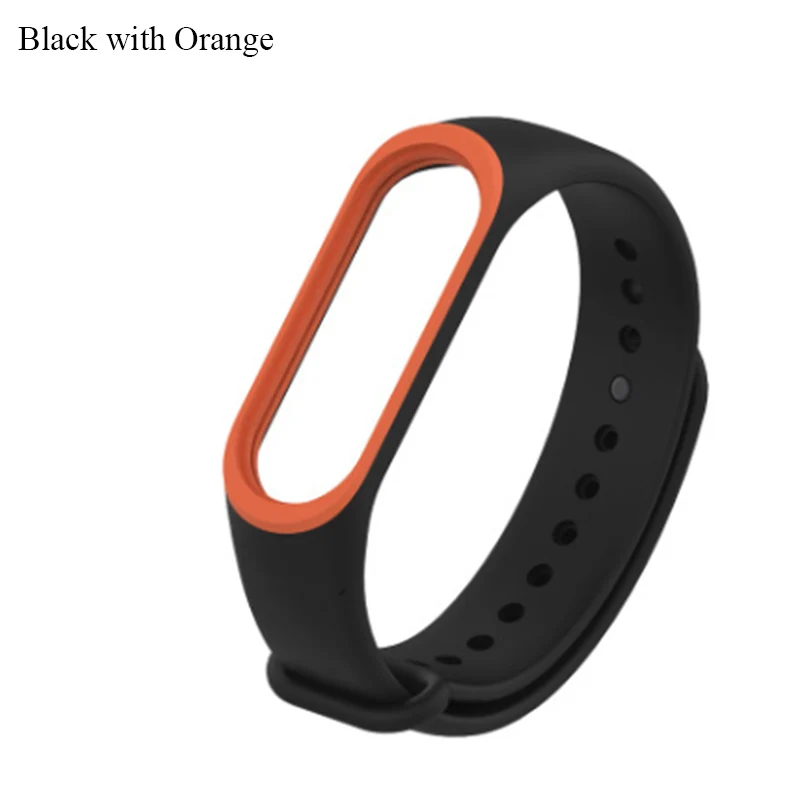 Двойной Цветной mi band 3 Аксессуары pulseira mi band 3 ремешок Эластичный термопластиковый ТПУ ремешок для xiaomi mi 3 band - Цвет: Black with orange