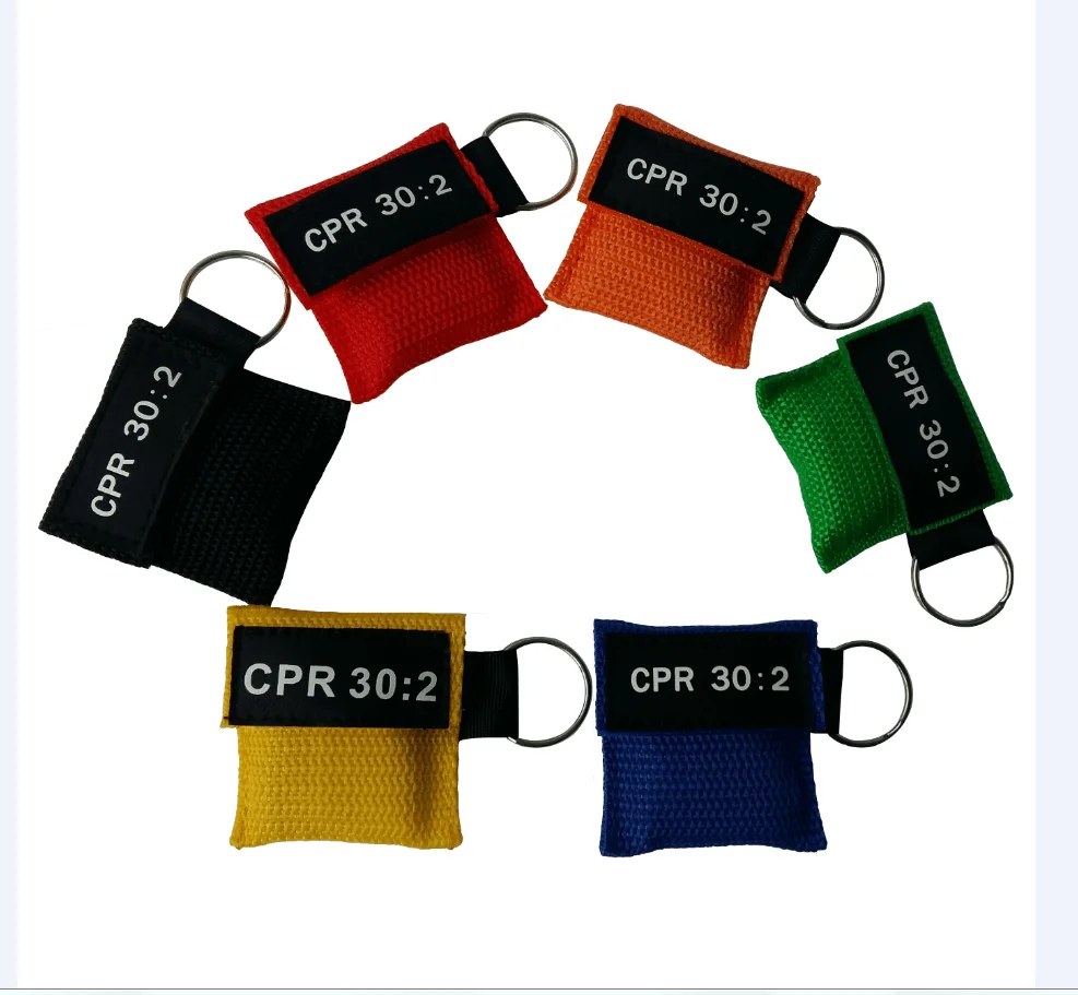 1PCS New CPR 30:2 Resuscitator Mask Keychain Emergency Face Shield First Aid CPR Mask For Health Care Tools 6 Color
