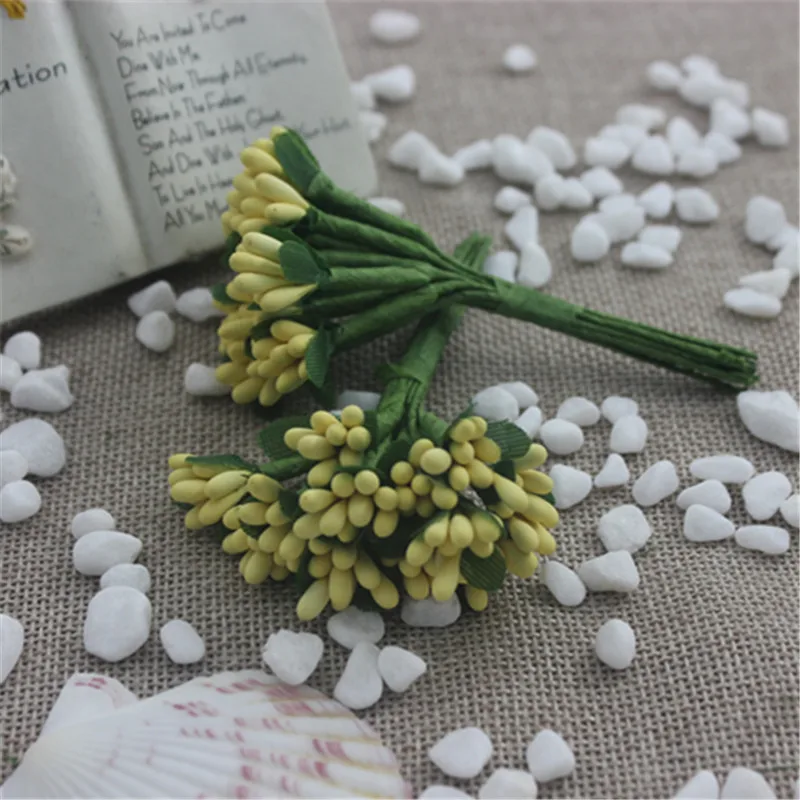 DIY новая Корейская розовая Звезда Спайк цветок розетка моделирование маленький Ягодный букет свадебные украшения 12 шт - Цвет: yellow