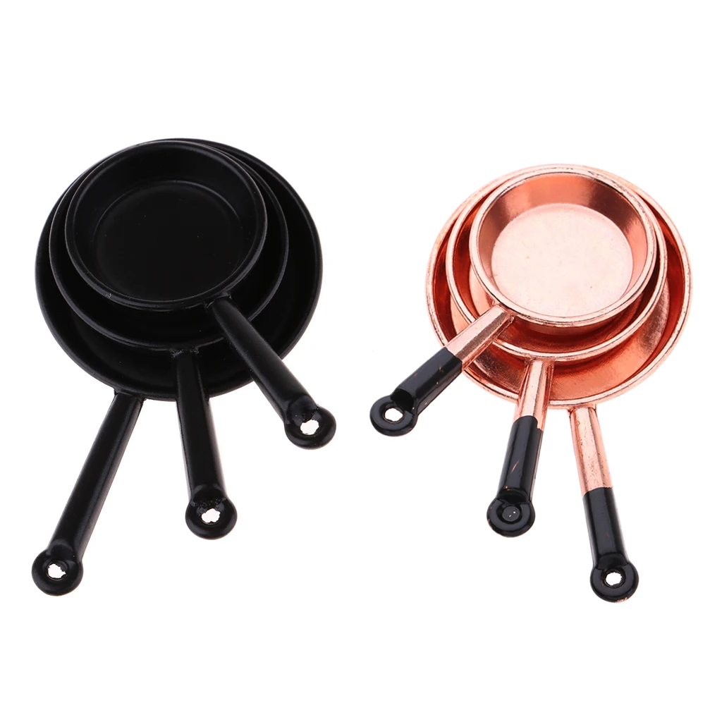 

1:12 Doll House Cookware Alloy Frying Pan Pots Set, Kitchen Realistic Model Decorations 6 PCS