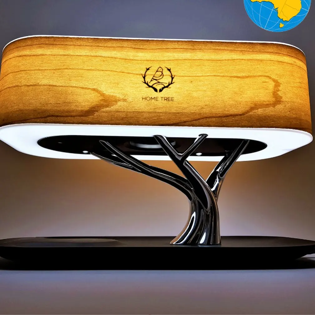 

Multifunction LED Table Lamp Speaker Auto Sleep Mobile Phone Wireless Charger Tree Design Home Decoration