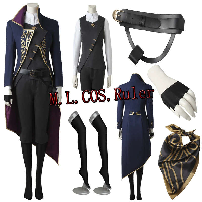 

Hot Game Dishonored 2 Emily Kaldwin Cosplay Costume Full Set Halloween Carnival Clothes Custom Made Free Shipping