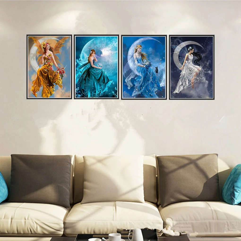 

Pearl Painting 5D DIY Fairy Moon Rhinestone Painting Needlework Beauty Girl Crystal Embroidery Pictures CrossStitch Decoration