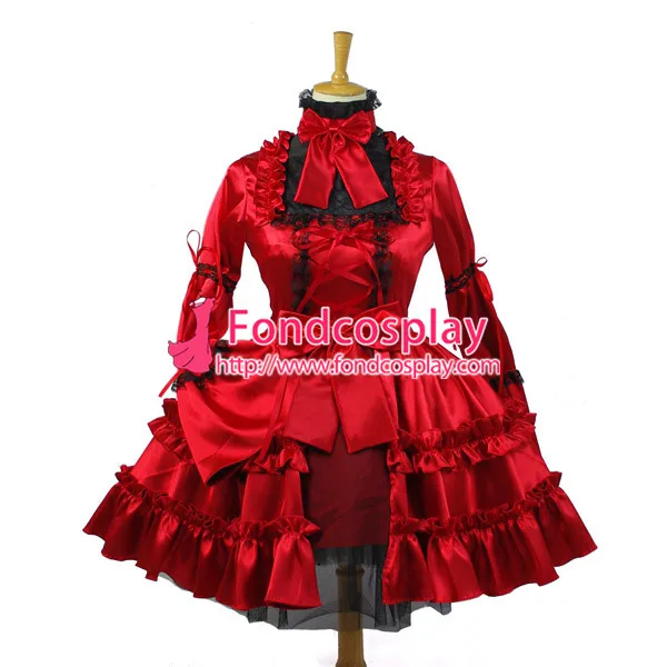 

Sissy Maid Gothic Lolita Red Satin Dress Cosplay Costume Custom-made[G827]