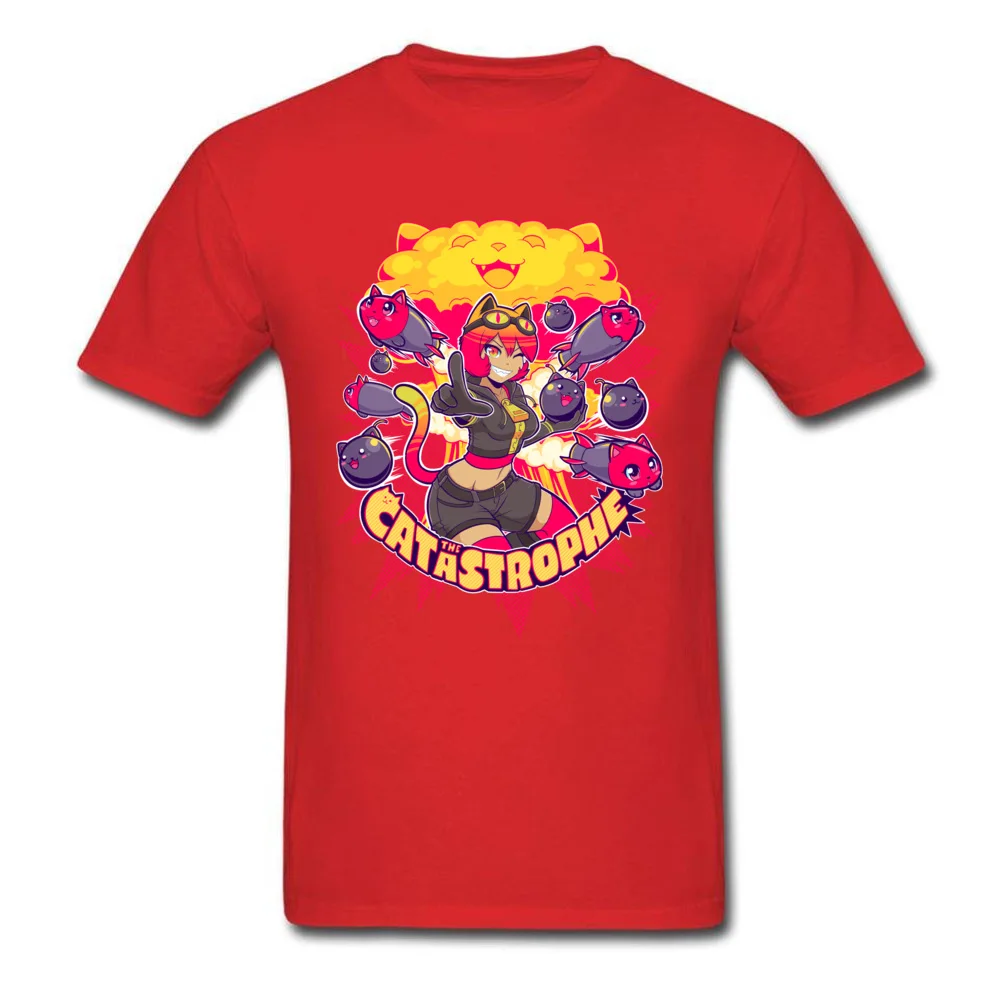 The Catastrophe Fashionable T-Shirt for Men 100% Cotton Thanksgiving Day Tops T Shirt Custom Tshirts Short Sleeve Latest O-Neck The Catastrophe red