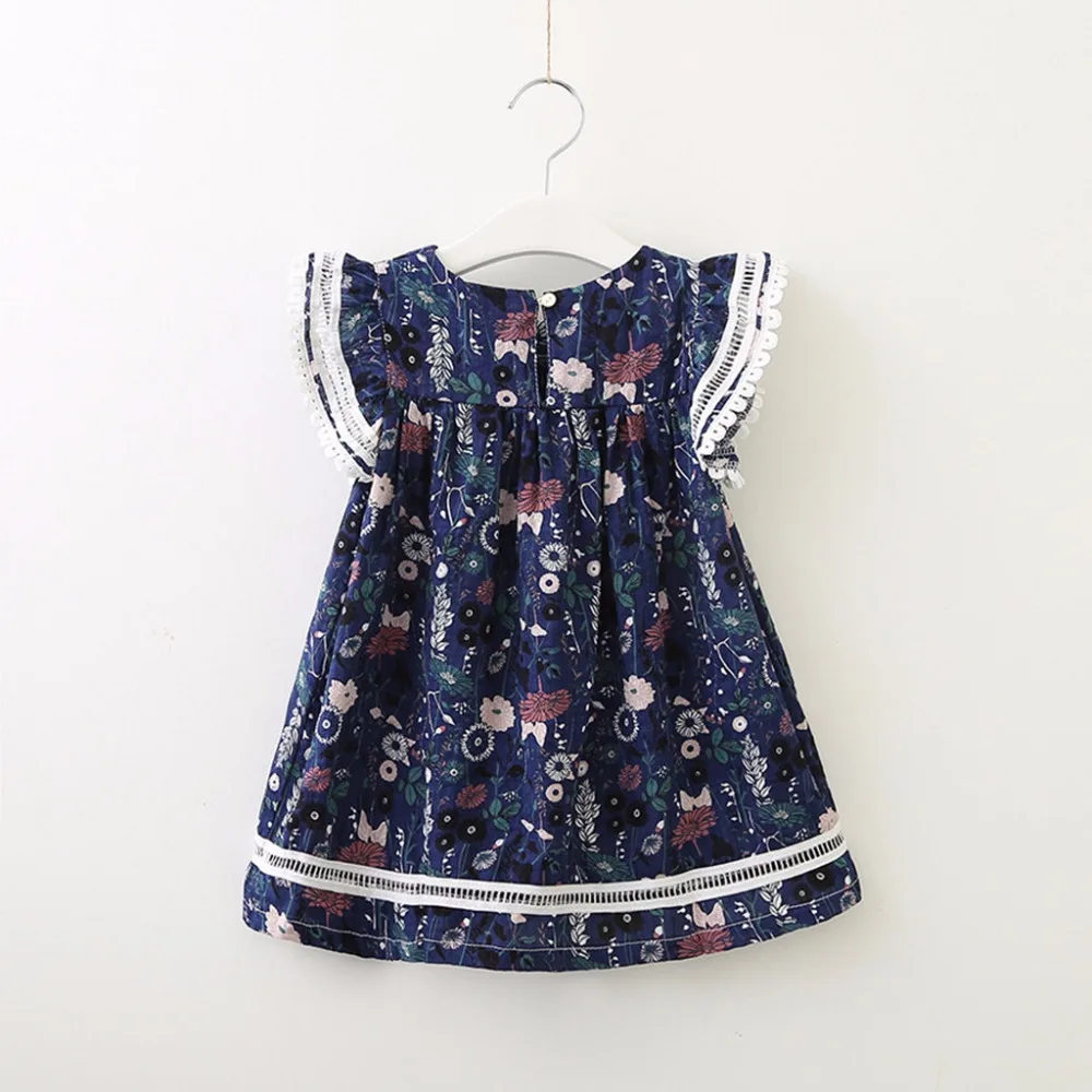 newest summer Dress Toddler Kids Baby Girls Clothes Lace Floral Printing Party Princess Dresses 0117