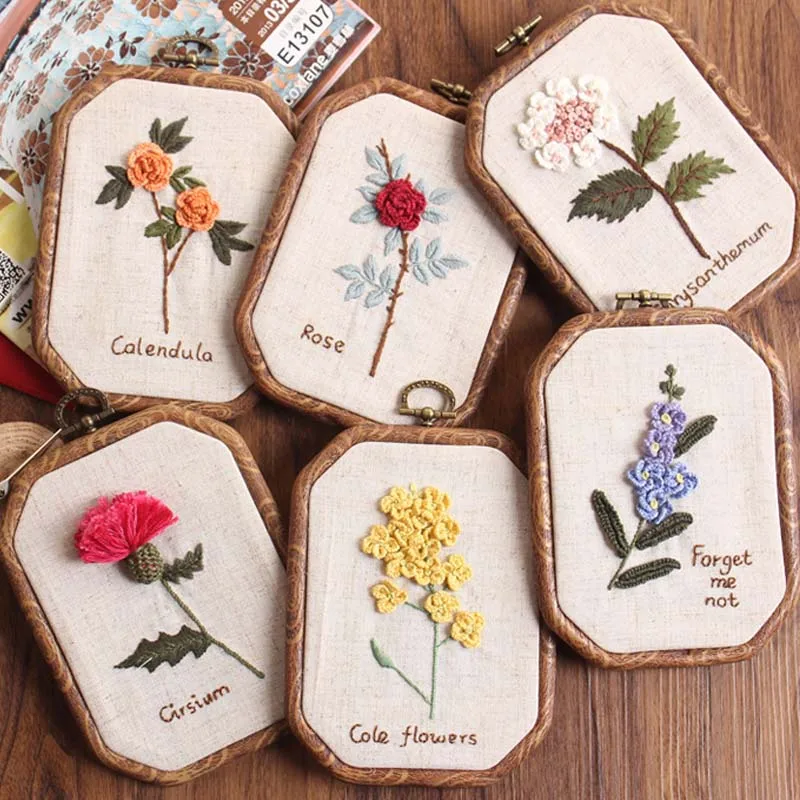

3D Flower Embroidery Kits for beginners Handmade Embroidery Needlework Set Cross Stitch with Hoop Swing Painting Home Decor
