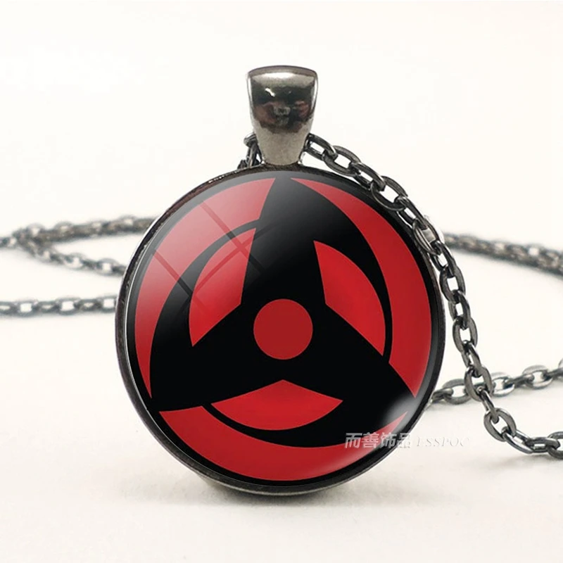 Uchiha Clan Sharingan Eyes аниме наруто ожерелье Черная цепочка Шаринган Риннеган кулон Саске Какаши Косплей ожерелье - Окраска металла: as show