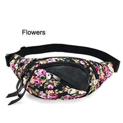 Поясная сумка с принтом, женская сумка BANANKA на молнии, поясная сумка фирменного дизайна, сумка на ремне, хорошее качество, Оксфорд, поясная сумка, сумка для телефона ZK763 - Цвет: Flowers