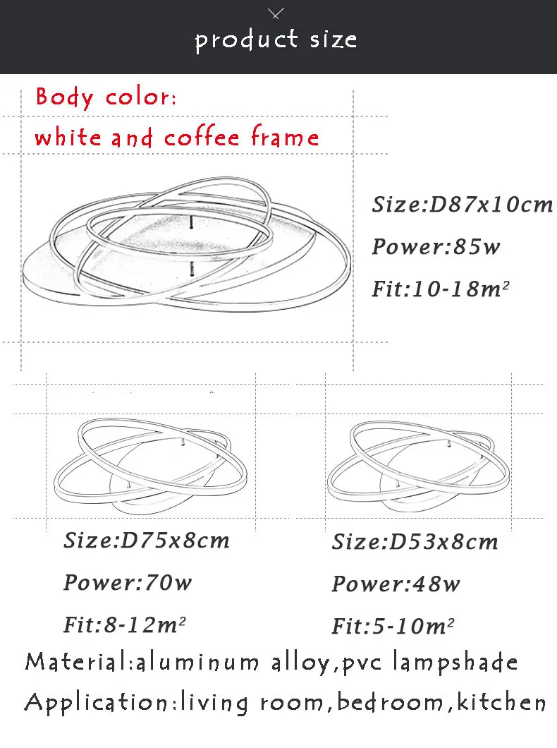 Новые креативные кольца современный светодиодный потолочный светильник для гостиной спальни 48 Вт/70 Вт/85 Вт домашний внутренний светодиодный потолочный светильник AC90V-260V