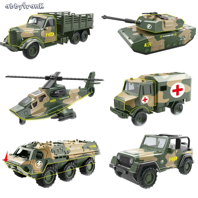 Abbyfrank 164 Pull Back Alloy Car Model Miniature Diecast Toy Military