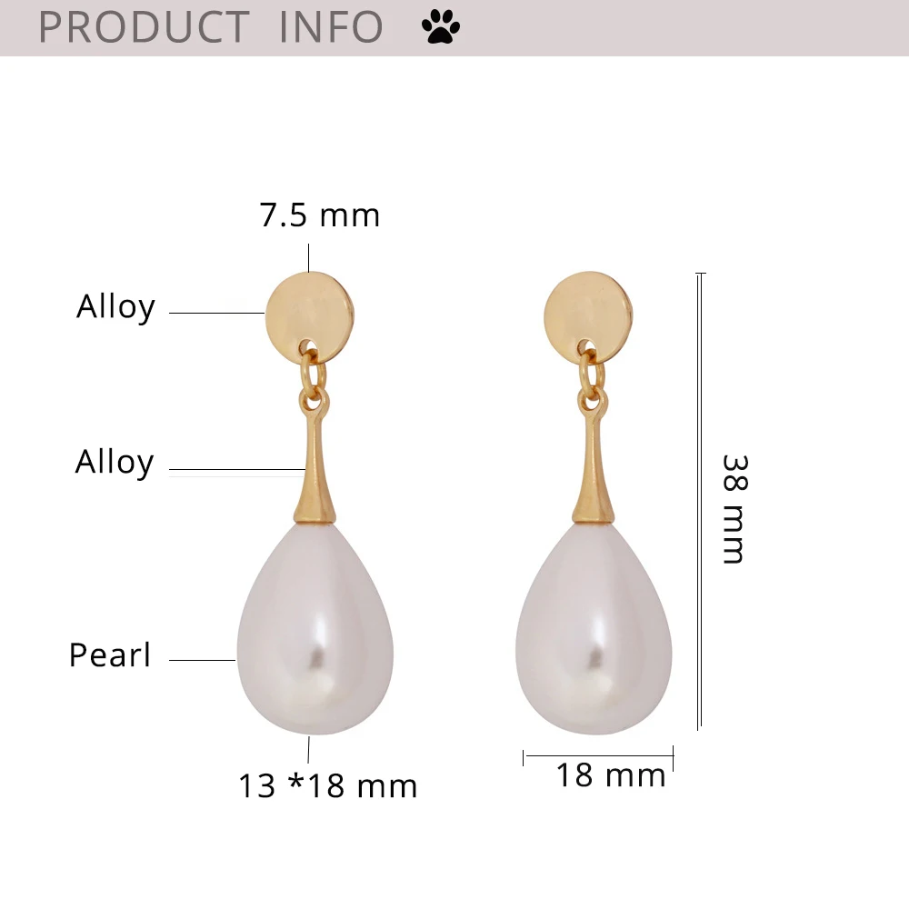 Clip Earrings Waterdrop Pearl Clip On Earrings Charm Pendant Simulated Pearl Geometric No Pierced For Women Wedding jewelry
