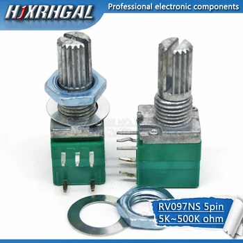 

2pcs RV097NS 500Kohm single linked potentiometer B500K with a switch audio 5pin shaft 15mm power amplifier sealing potentiometer
