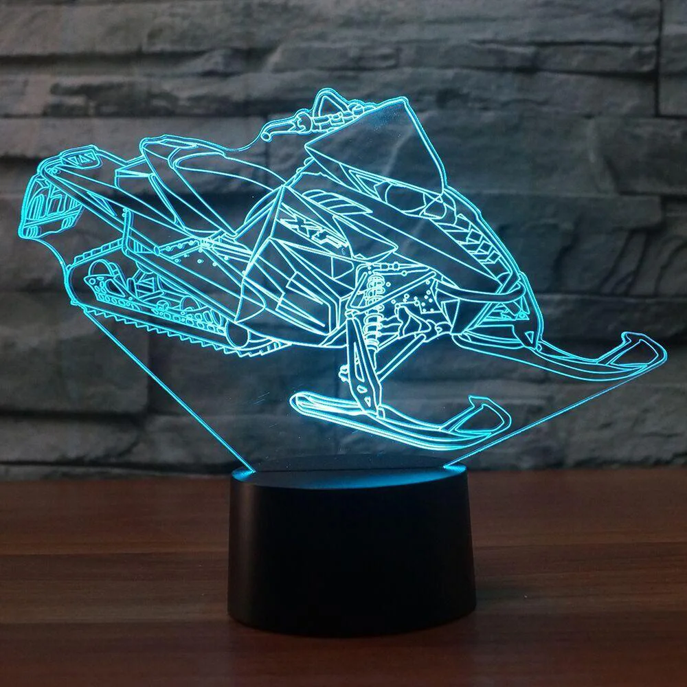 3D Led лыжный Снежный самолет Звездная ночь Usb Сенсорная Кнопка настольная лампа 7 цветов Изменение снегоход автомобиль домашний декор прикроватное освещение подарки