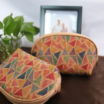 

Vintage Cork Bags Colorful Cosmetic Pouch Vegan Cork Makeup Bag