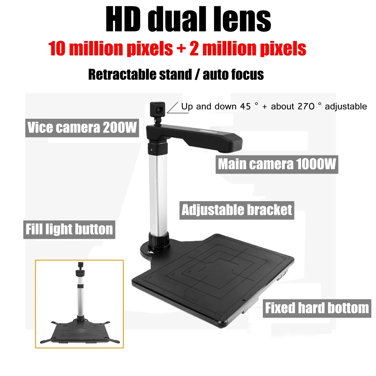 SD3000 المحمولة جديد التصميمات يده المحمول عالية السرعة A3 وثيقة ماسحة HD المزدوج عدسة 10 مليون بكسل SD3000 المحمولة جديد التصميمات يده المحمول عالية السرعة A3 وثيقة ماسحة HD المزدوج عدسة 10 مليون بكسل