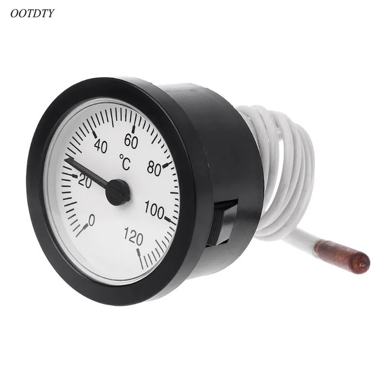 Термометр с циферблатом капиллярный датчик температуры 0-120 градусов воды и масла с датчиком 1 м