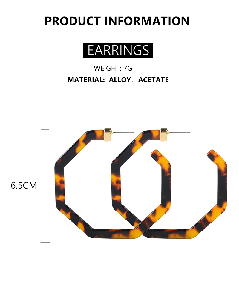 Винтажные леопардовые ацетатные геометрические большие многоугольные серьги-гвоздики из смолы для женщин, акриловые Черепаховые серьги, свадебные ювелирные изделия