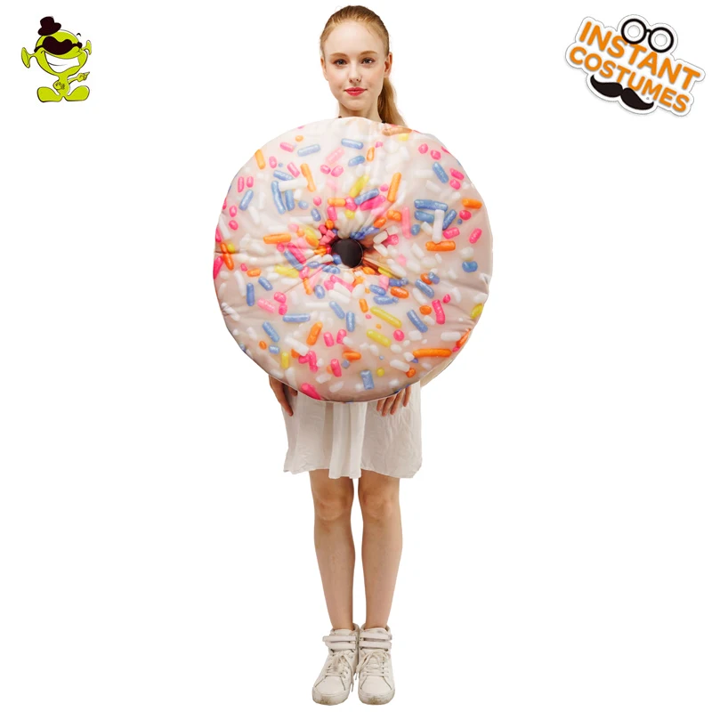  Ladies Christmas White Doughnut Costume Women's Fancy Dress  Cartoon Outfits  Halloween Cosplay Suit Costumes 