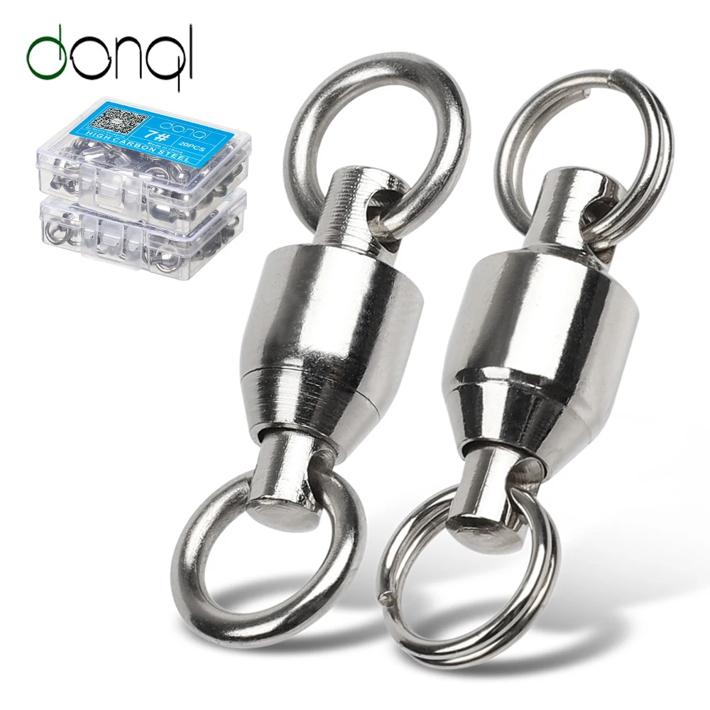 

DONQL 10/20/50pcs High Strength Ball Bearing Fishing Connector Rolling Swivel Stainless Steel Solid Ring Fishing Accessories