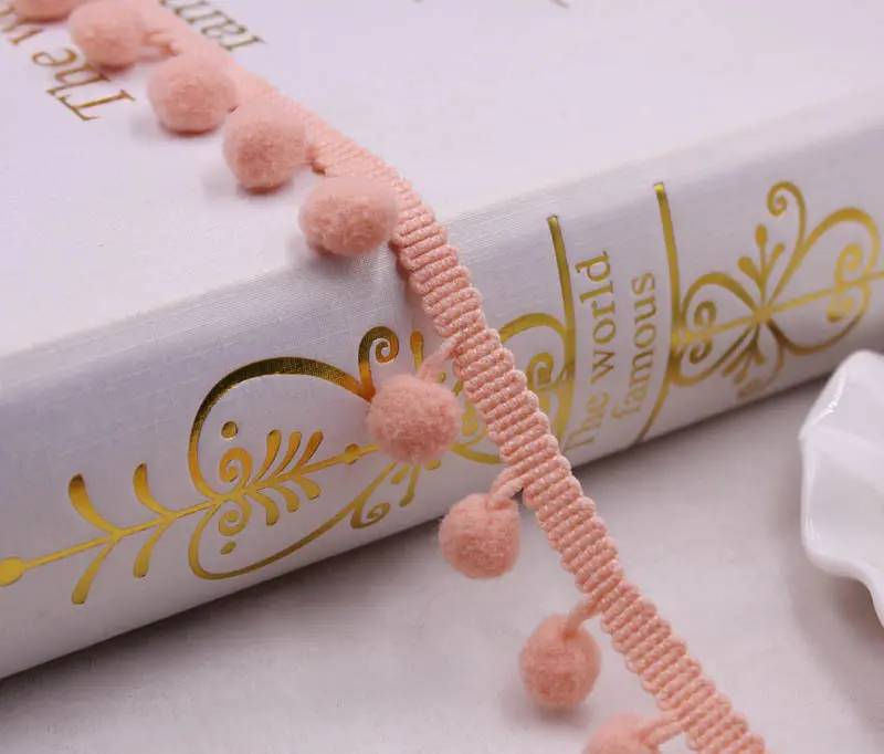 5 ярдов Швейные аксессуары помпон отделка помпон с помпоном-кисточкой тесьма кисточка шар лента с бахромой кружевная ткань DIY Материал рукоделие - Цвет: P Pink