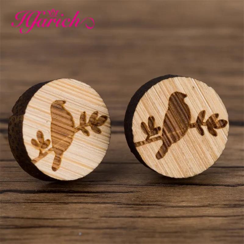 

Hfarich Simple Wood Stud Earrings 2019 Cute Animal earrings For Women Dog Cat Cartoon Earring multiple styles Kids Girls Gifts