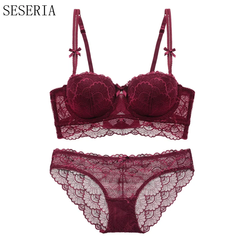 Seseria Hot Sale Fashion Sexy Bra Set Lingerie Womens Lace Sexy 