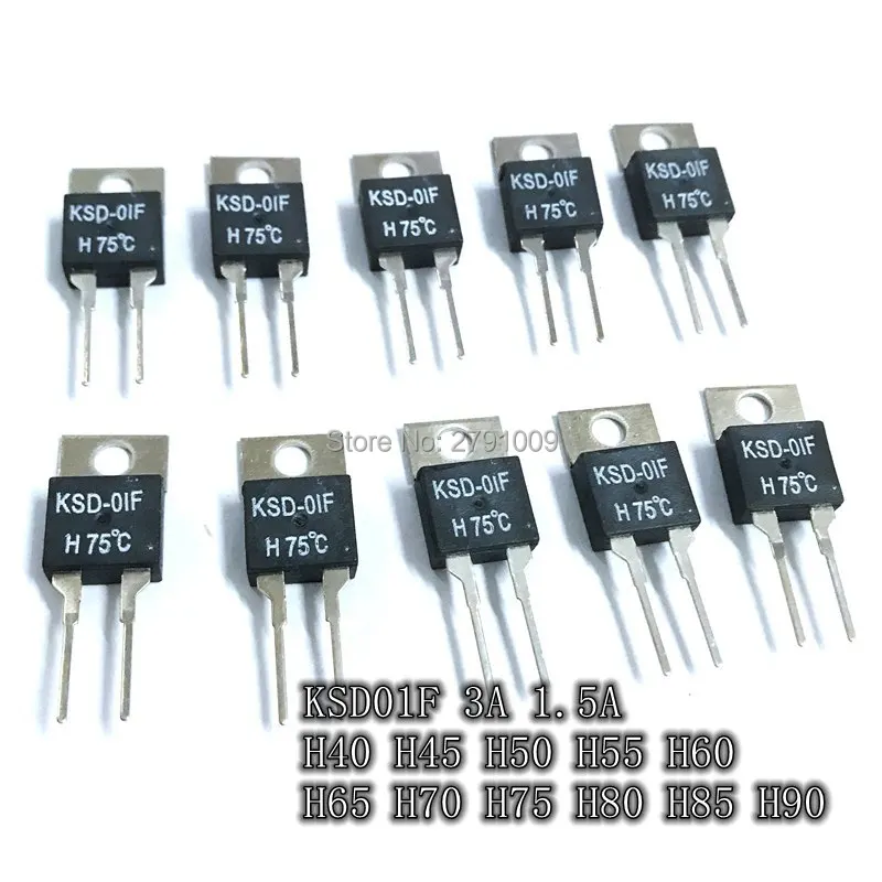 

5PCS KSD01F H40 Normally Open Temperature Switch NO Thermal Fuse TO-220 IC H45 H50 H60 65 Degree 70C Automatic Reduction Closure