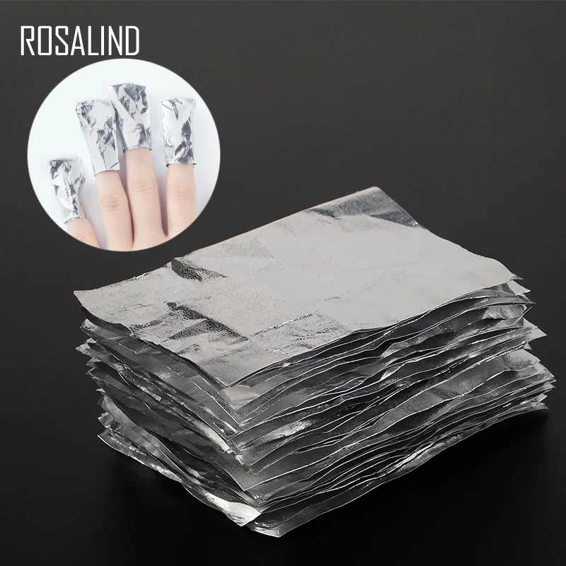 ROSALIND 50 шт./лот алюминиевый Маникюр без ворса хлопчатобумажные салфетки для дизайна ногтей Гель-лак для полировки удаление ногтей обертывание для снятия лака