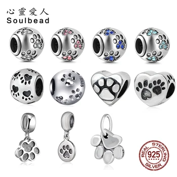 

Soulbead Fit European Paw Print Charms Bracelets Silver 925 Original Sterling Dog Cat Pet Charm Pawprint Beads Fashion Jewelry