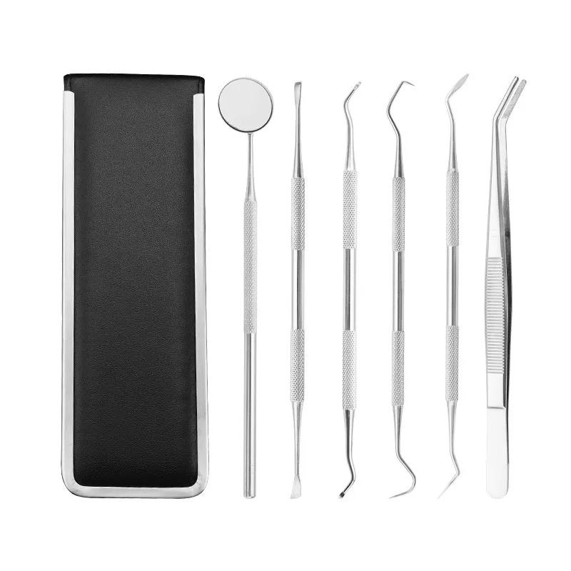 

Dental Tools Kit Teeth Tartar Scraper Mouth Mirror Dentists Pick Tool 6pcs Stainless Steel Teeth Scaler for Personal Use