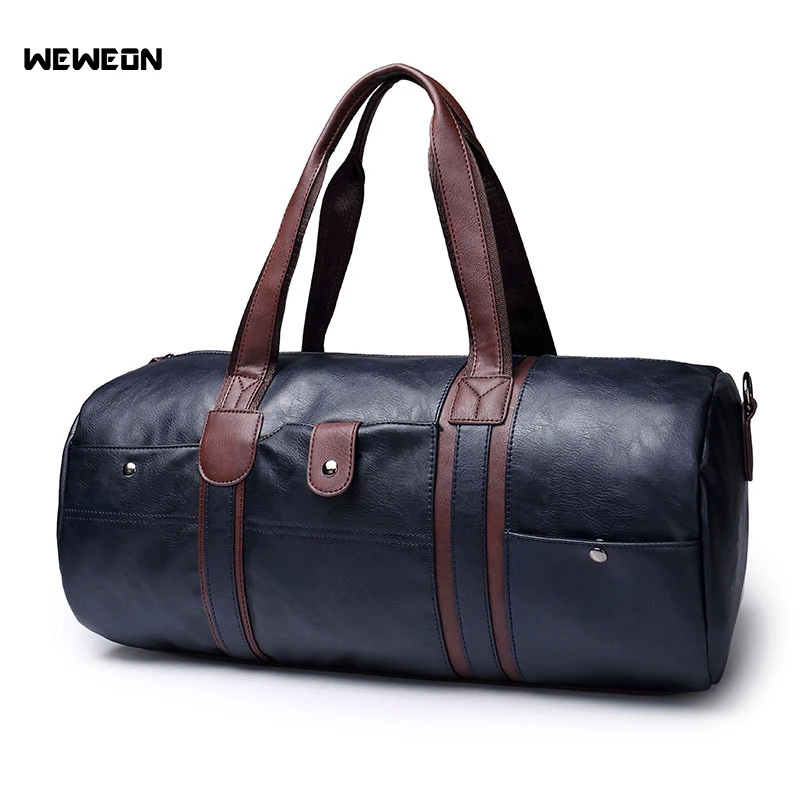 

Large Capacity Outdoor Men's Sports Bag PU Leather Tote Gym Bag Multifunctional Portable Travel Sports Gym Fitness Bag