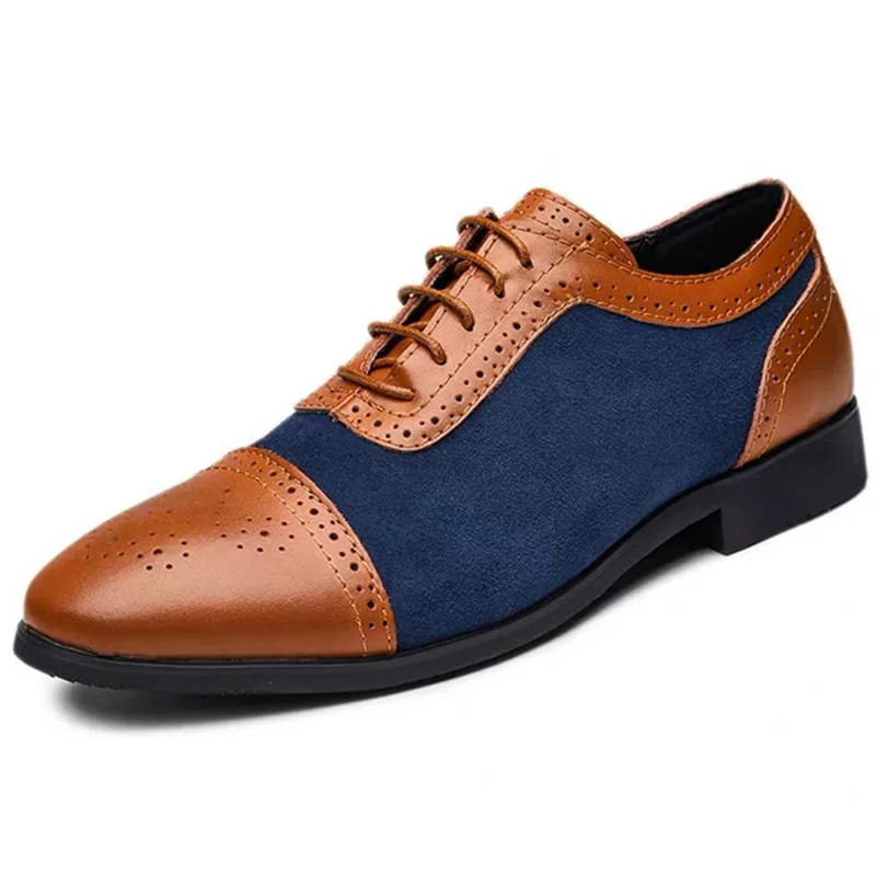 

2019 Men Brogues Shoes Pointed Toe Patch Work Vintage Carved Wing Oxford Shoes For Men Banquet Shoes Plus size 38-48