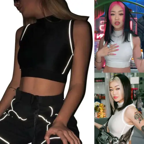 Summer Women Sexy Crop Tank Tops 2019 New Women Summer Sexy Solid Turtleneck Reflective Crop Tank Tops Summer Women Sexy Crop Tank Tops 2019 New Women Summer Sexy Solid Turtleneck Reflective Crop Tank Tops