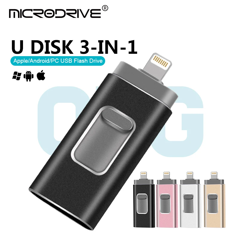 

USB Flash Drive 128GB 64GB 32GB 16GB 8GB for iPhone 7 plus iOS Android Phone flash drive Pen 3 in 1 Memory Stick renew 11.16