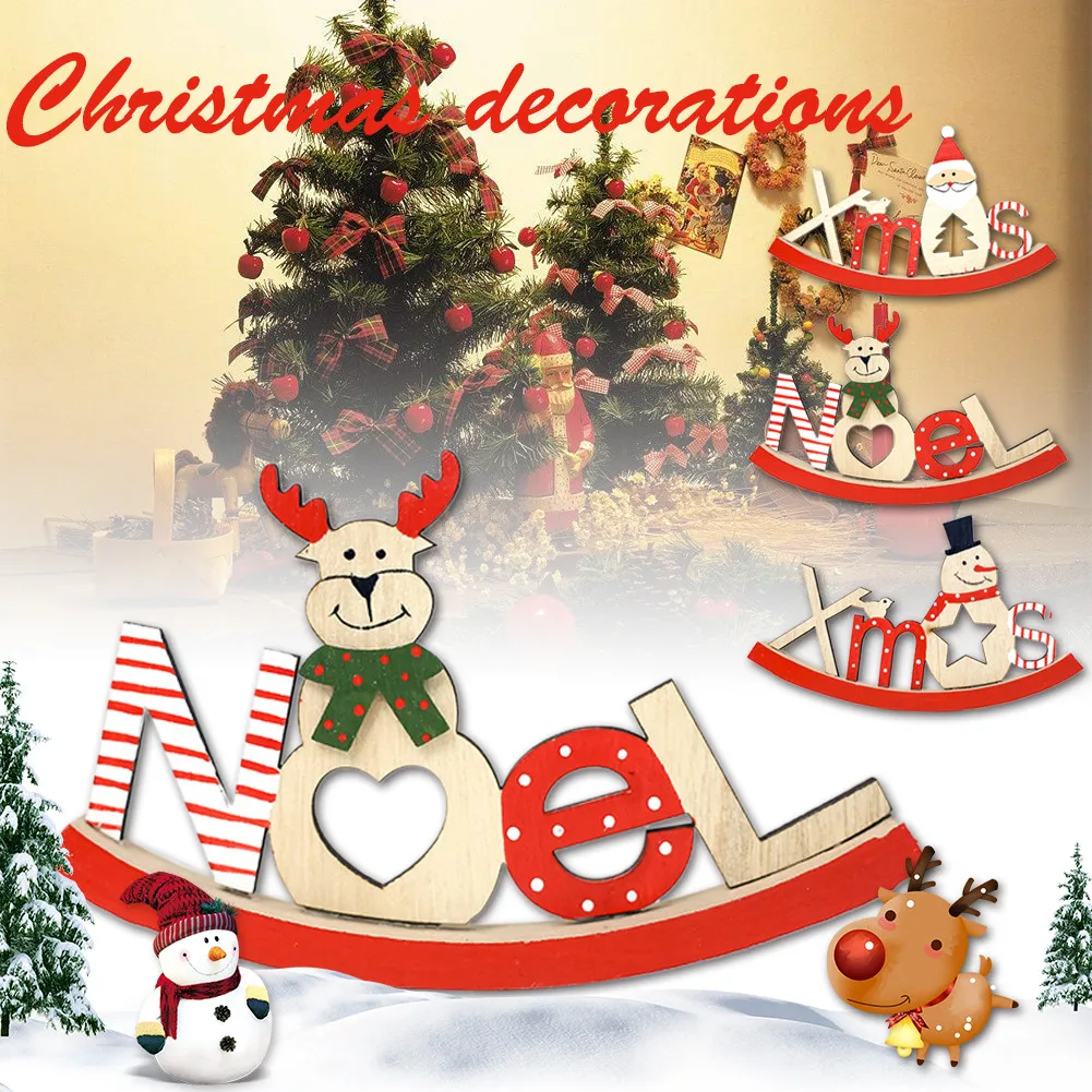 Новый деревянный Рождественский Санта-Клаус Алфавит семья разделена на декоративные украшения 3 милый стиль стол рождественские украшения
