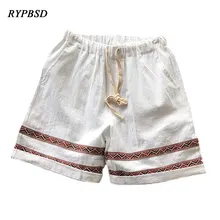 Новые летние Винтаж Harajuku Котон льняные шорты Для мужчин в полоску Дизайн дышащий комфорт Повседневное эластичный пояс Пляжные шорты Для мужчин 5XL