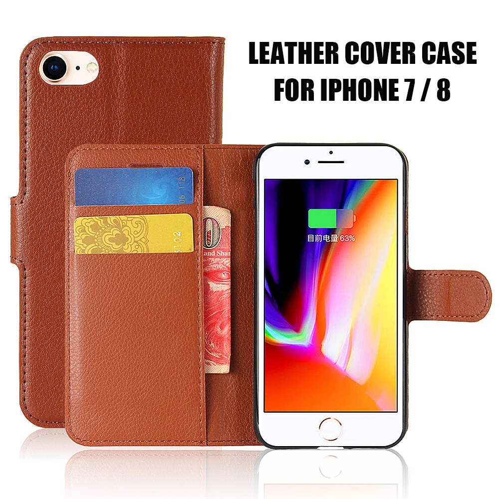 KIP71145_1_Litchi Texture Leather Case with Card Slots & Stand for iPhone 7