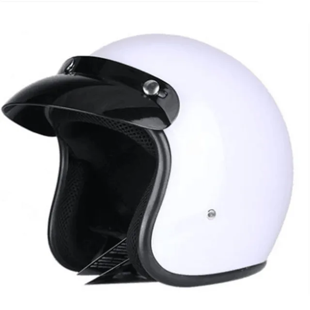 white Motorcycle helmet jet Vintage helmet Open face retro 3/4 half