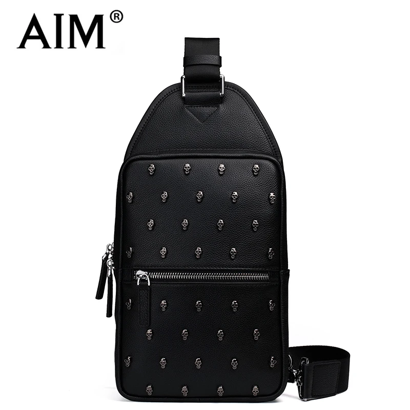 AIM Genuine Leather Men Handbags Crossbody Shoulder