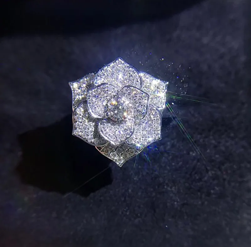 Свадебное Moissanite кольцо с настоящим бриллиантом 18 K 750 Белое золото D Цвет VVS MO-002