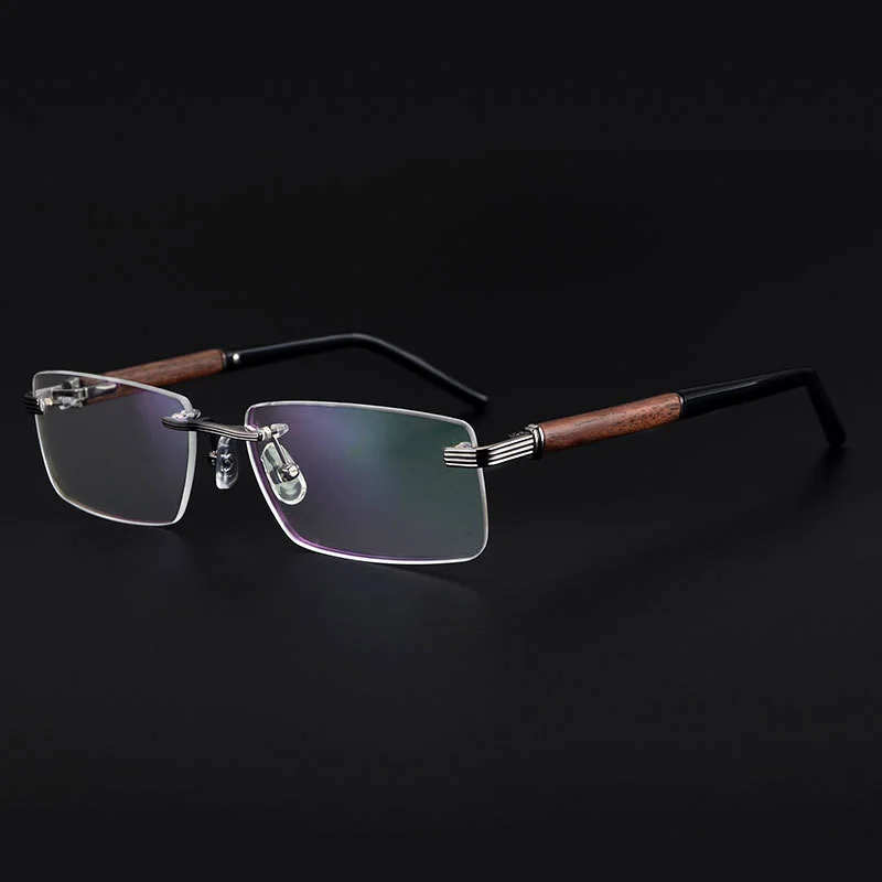 

Retro Men's Rimless Glasses Frame Half Rim Wooden Eyeglasses Men Clear Lens Optical Myopia Prescription Spectacle Frames Eyewear