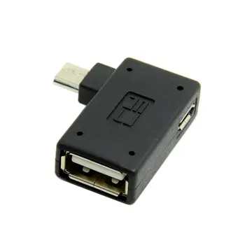 

90 Degree Right Angled Micro USB 2.0 OTG Host Adapter Adaptor with USB Power for Tablet