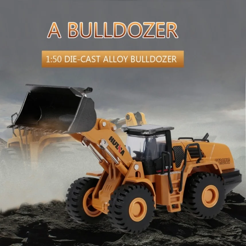HUINA 1714 1:50 литой сплав бульдозер инженерный грузовик статическая модель строительный автомобиль Развивающие игрушки для детей - Цвет: Bulldozer Toy