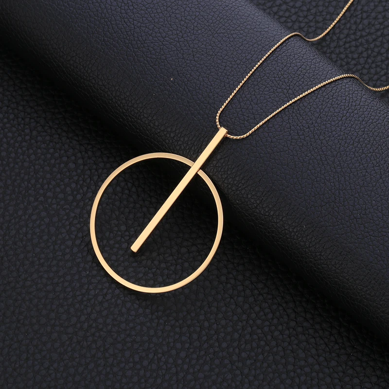 Женское Ожерелье с кулоном, простое, круглое, золотое, длинное, 2019|designer necklace|fashion necklacenecklace designer | АлиЭкспресс