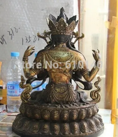 

15 Bronze Four-armed Avalokitesvara Kwan-yin Guanyin Bodhisattva Buddha Statue