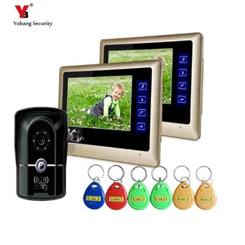 

Yobang Security freeship 7" Video Intercom for villa 2 Monitor Doorbell Camera with 5pcs RFID cards HD Doorbell Camera In Stock